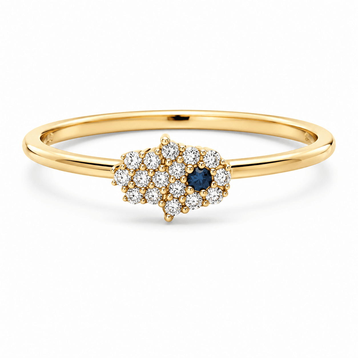 18K Yellow Gold Diamond Evil Eye Ring