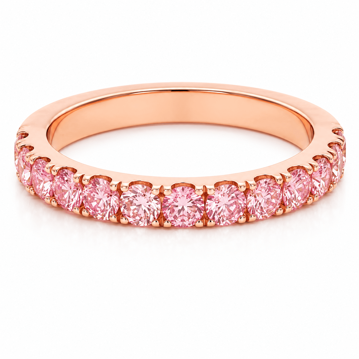 14K Rose Gold Lab-Grown Pink Diamond Band
