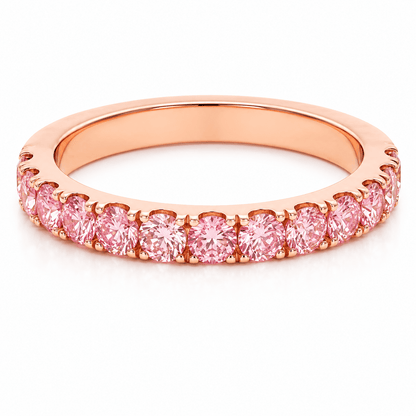 14K Rose Gold Lab-Grown Pink Diamond Band