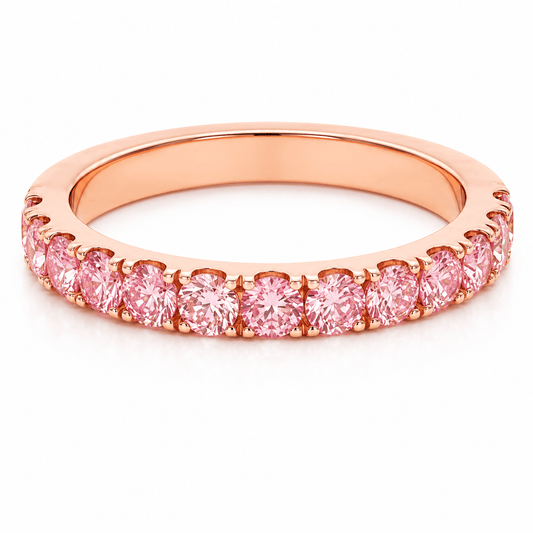 14K Rose Gold Lab-Grown Pink Diamond Band