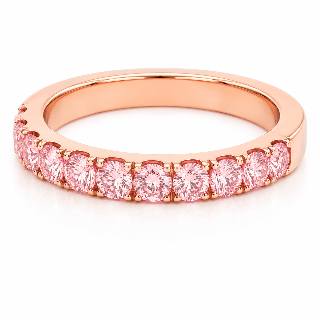 14K Rose Gold Lab-Grown Pink Diamond Band