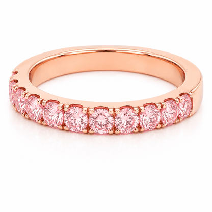 14K Rose Gold Lab-Grown Pink Diamond Band