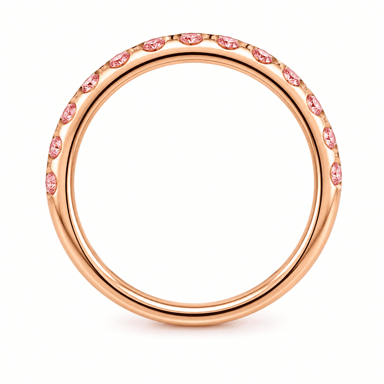 14K Rose Gold Lab-Grown Pink Diamond Band