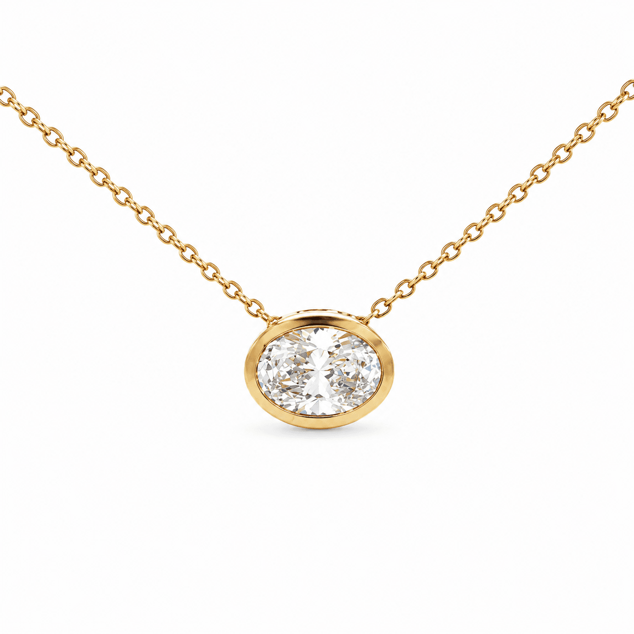 Oval Lab Grown Diamond Bezel Pendant