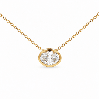 Oval Lab Grown Diamond Bezel Pendant