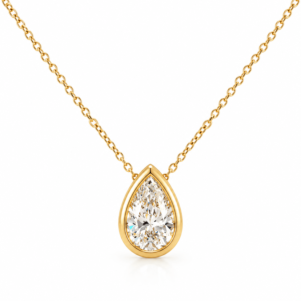Lab-Grown Pear Diamond Solitaire Pendant