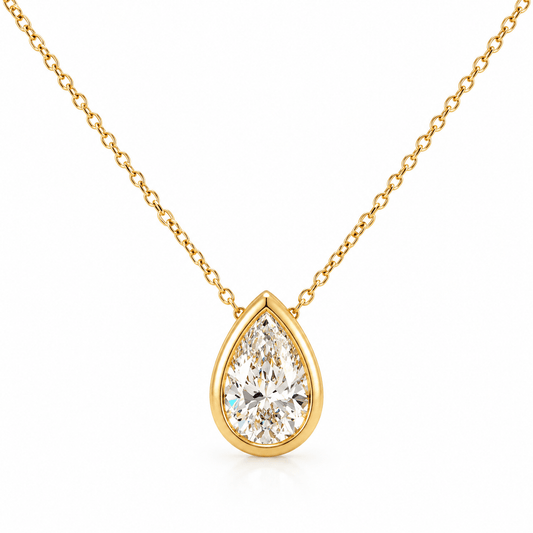 Lab-Grown Pear Diamond Solitaire Pendant