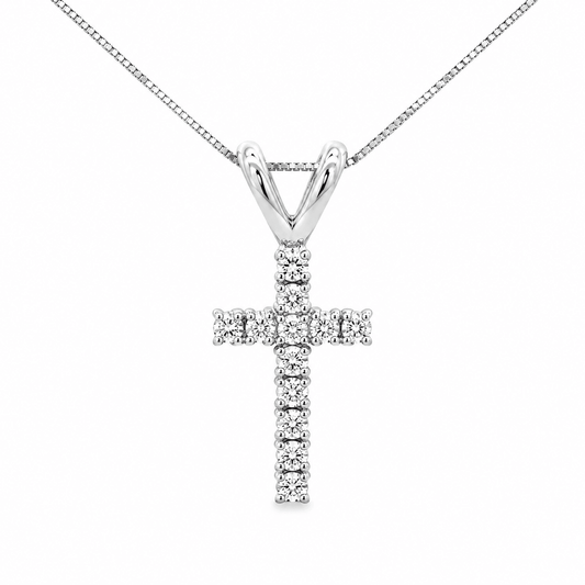 Lab-Grown Diamond Cross Pendant with Box Chain