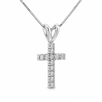 Lab-Grown Diamond Cross Pendant with Box Chain