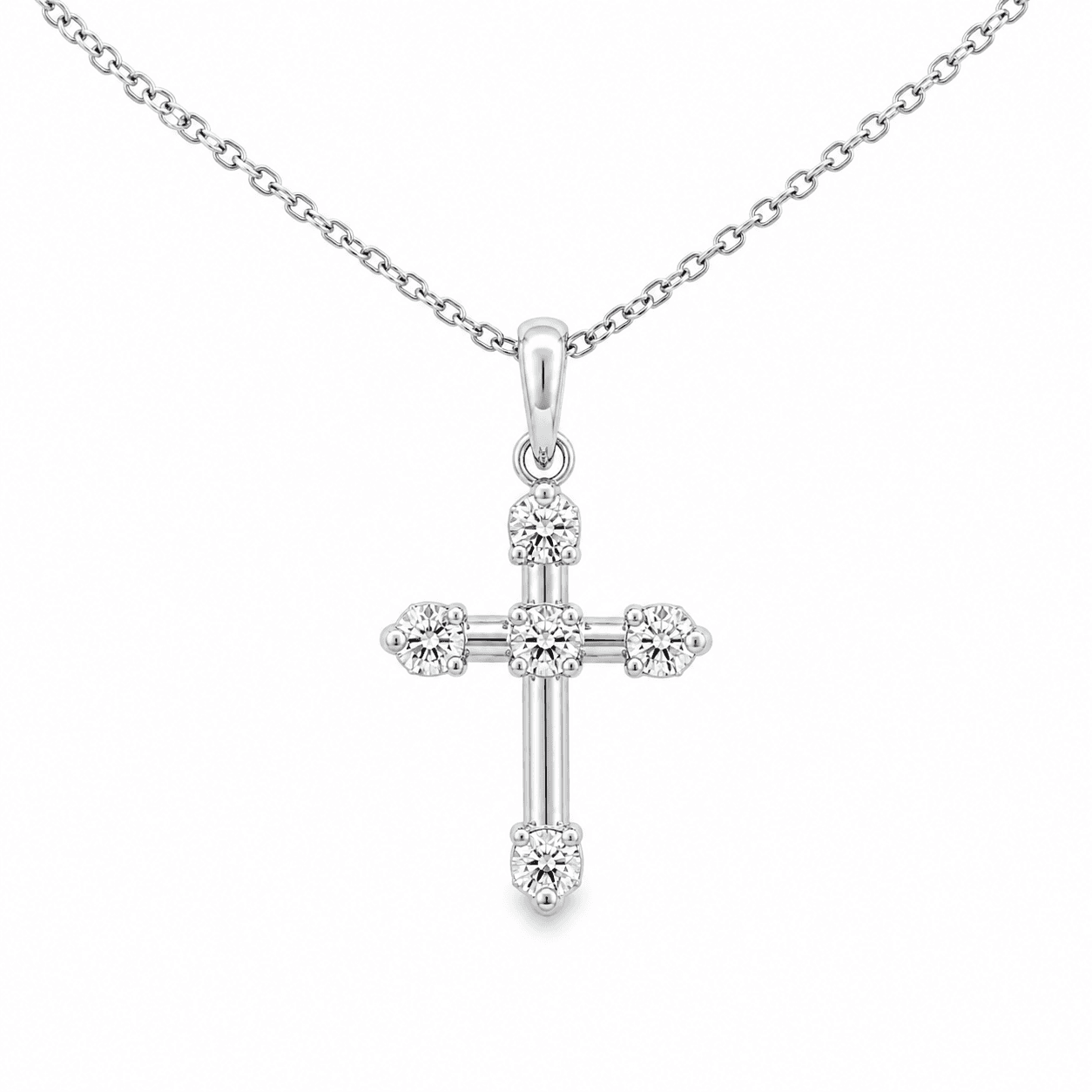Lab-Grown Diamond Cross Pendant Necklace