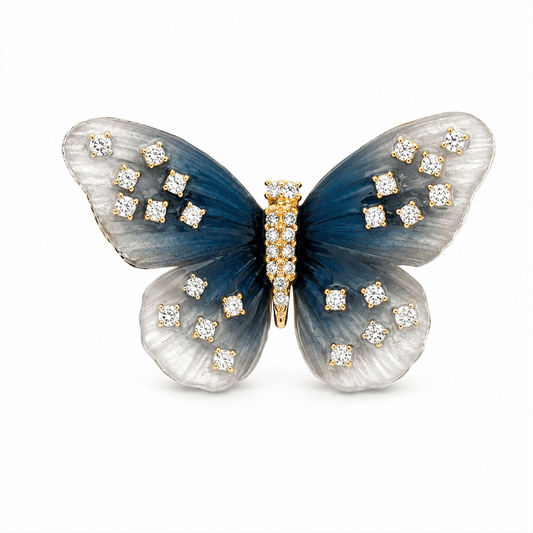 18K Yellow Gold Diamond Butterfly Fashion Ring