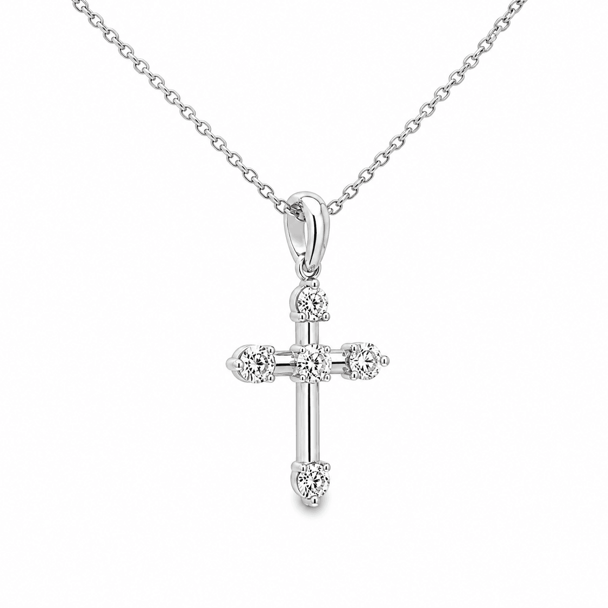 Lab-Grown Diamond Cross Pendant Necklace