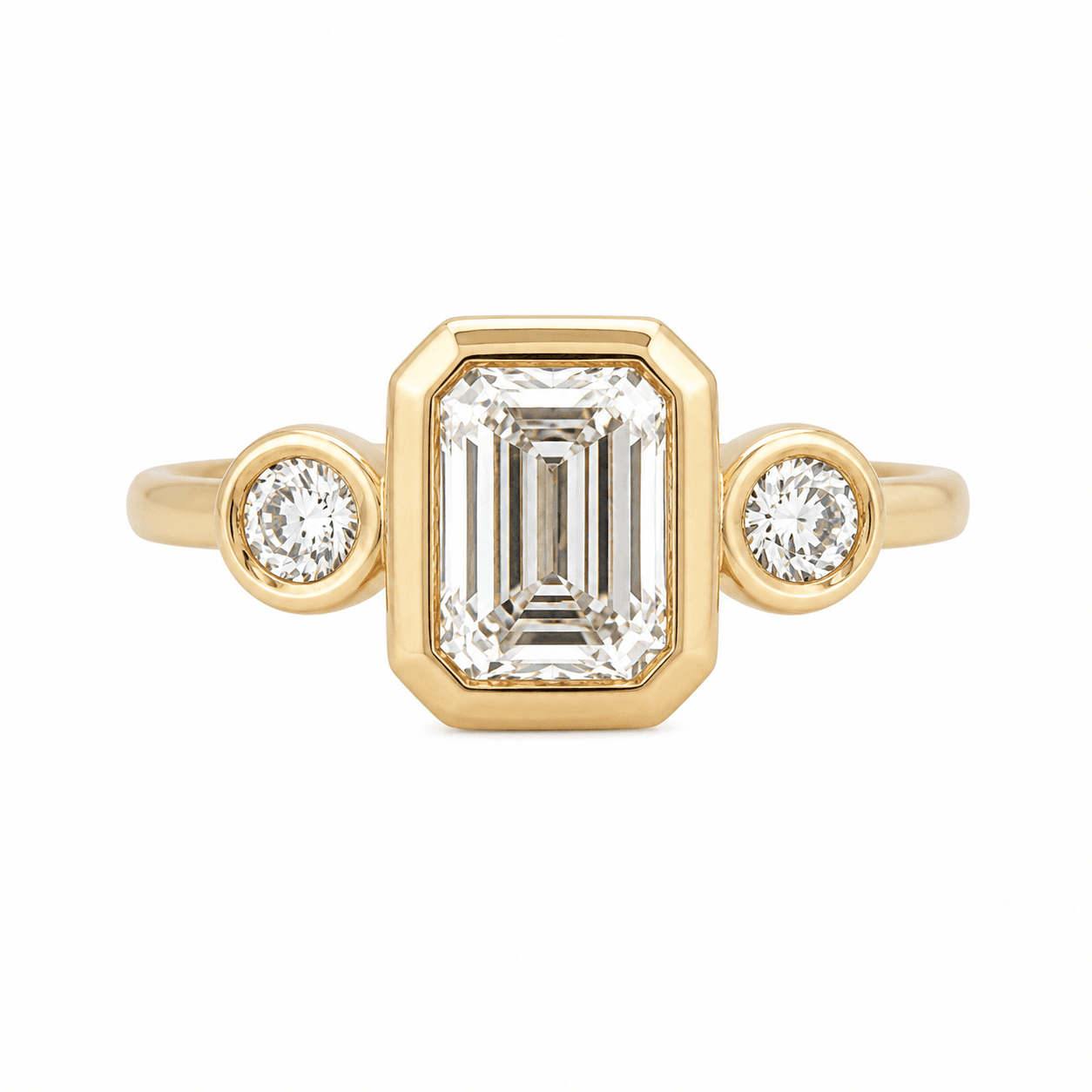 Three-Stone Emerald-Cut Lab-Grown Diamond Engagement Ring