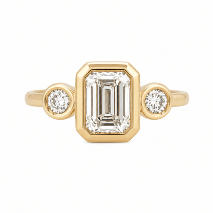 Three-Stone Emerald-Cut Lab-Grown Diamond Engagement Ring