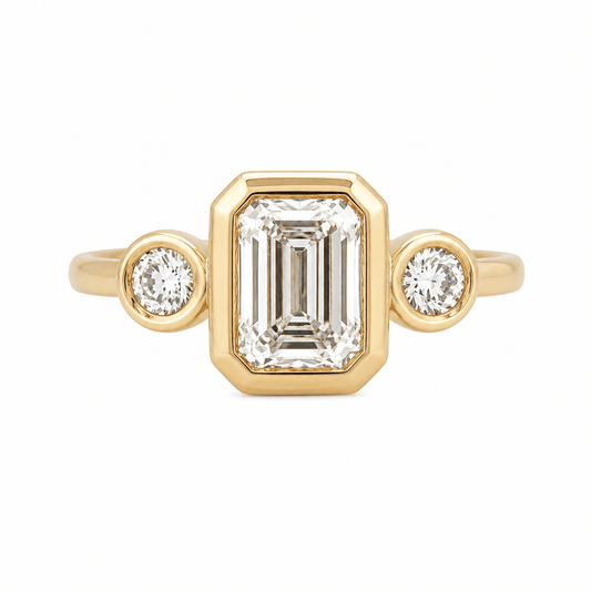 Three-Stone Emerald-Cut Lab-Grown Diamond Engagement Ring