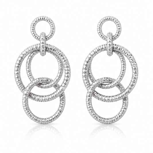 Silver Sparkle-Cut Dangle Earrings