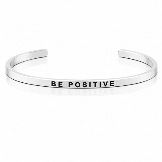 STAINLESS STEAL SILVER \"BE POSITIVE\" BANGLE