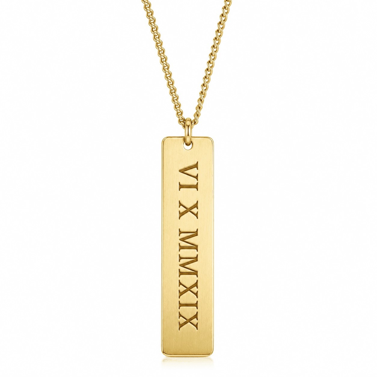 Roman Numeral Dog Tag Necklace