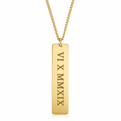Roman Numeral Dog Tag Necklace