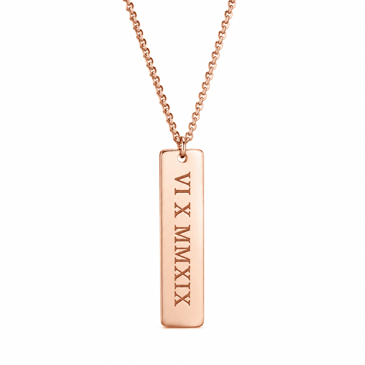 Roman Numeral Dog Tag Necklace