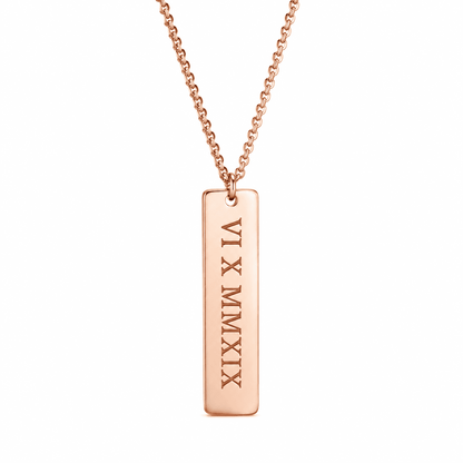 Roman Numeral Dog Tag Necklace