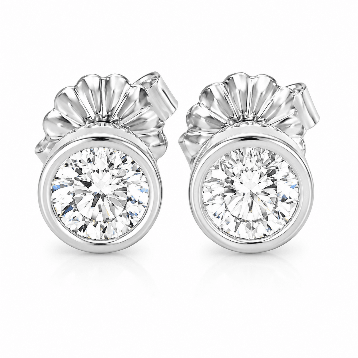 Bezel-Set Diamond Stud Earrings