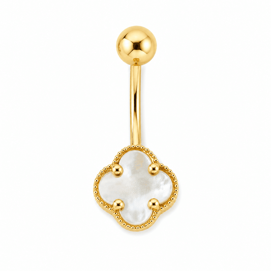 Mother-of-Pearl Clover Belly Piercing
