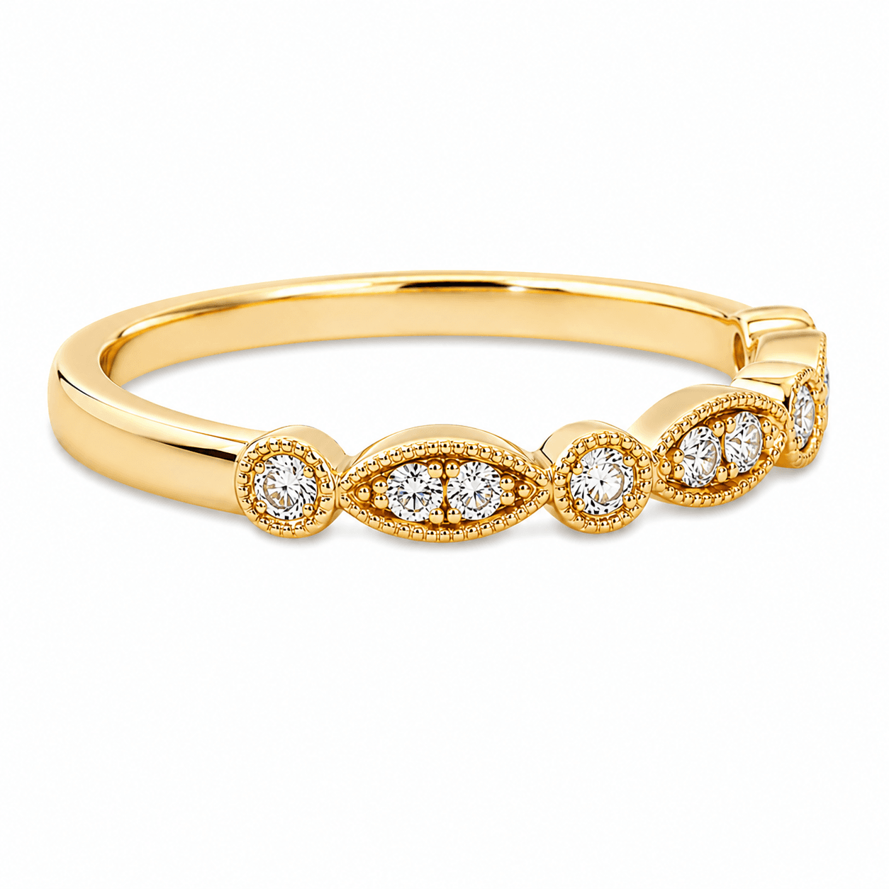 Dainty Diamond Geometric Wedding Band