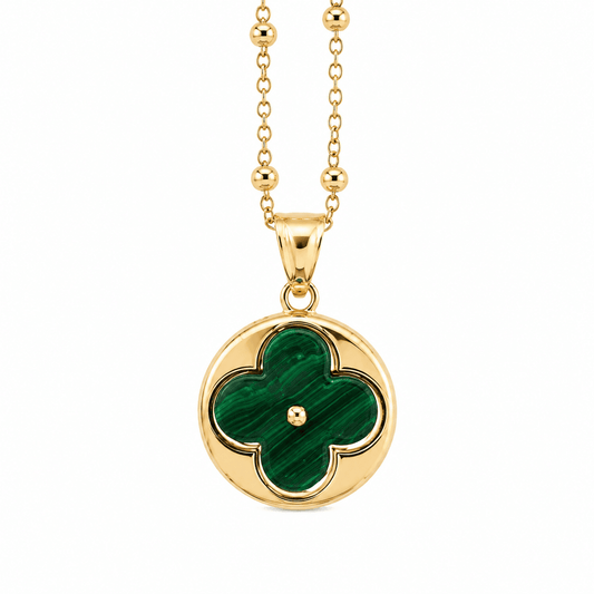 Round Clover Disc Necklace