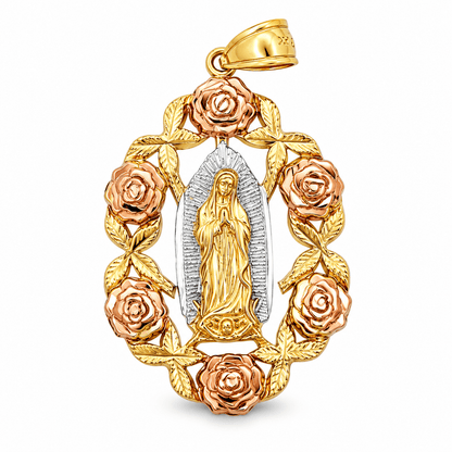 14K Tri-Color Gold Mary Charm