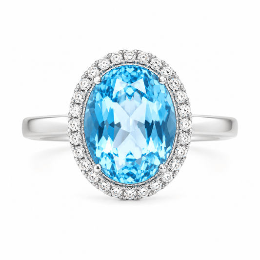 Blue Topaz Halo Ring