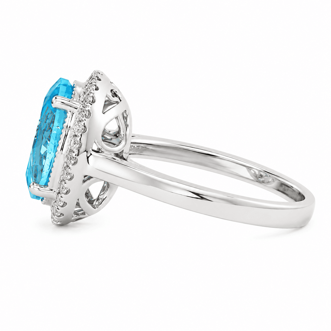 Blue Topaz Halo Ring