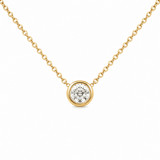 Old Miner Cut Diamond Bezel Necklace