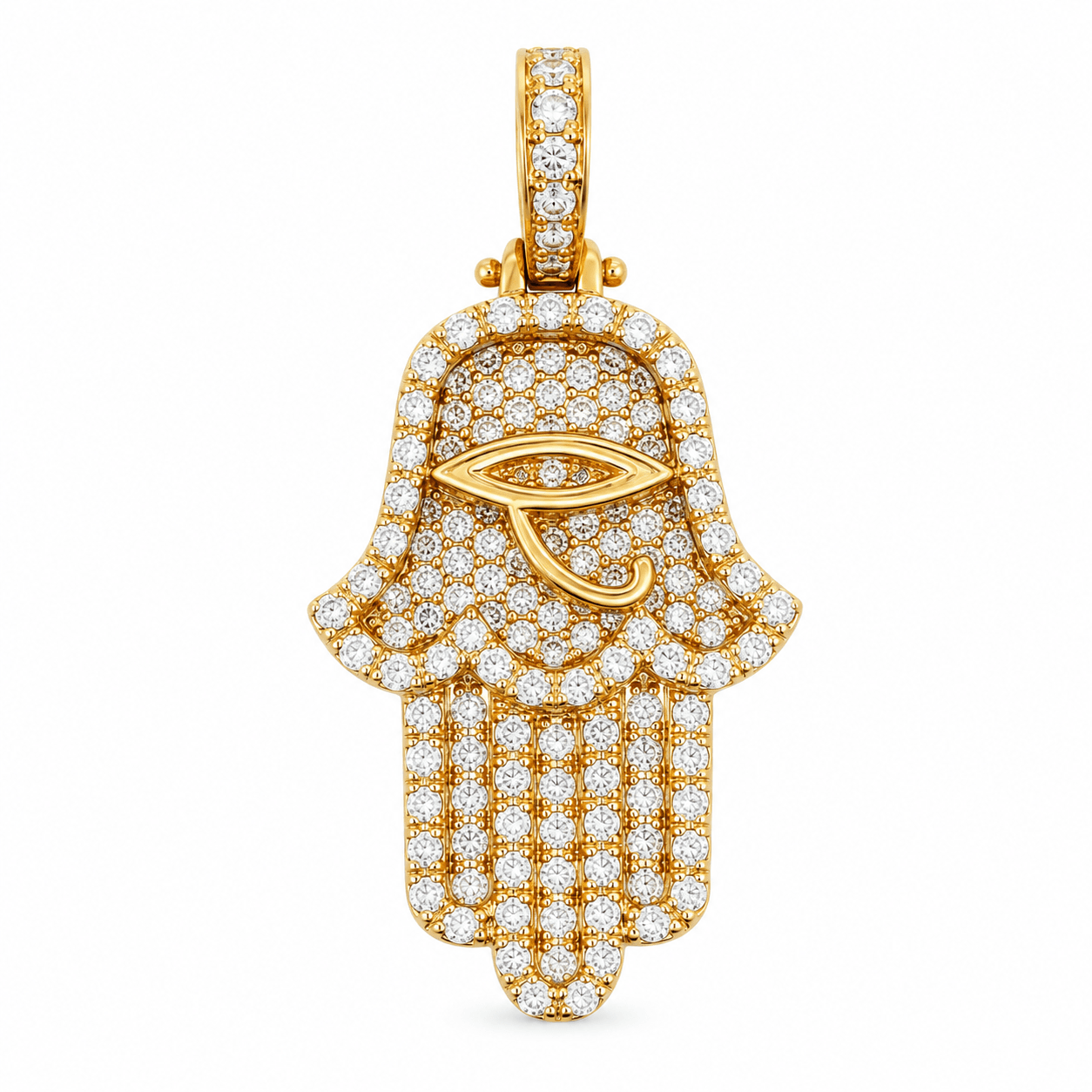 Diamond Hamsa Hand Pendant