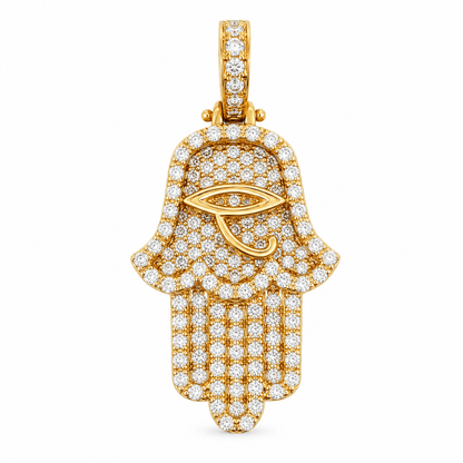 Diamond Hamsa Hand Pendant