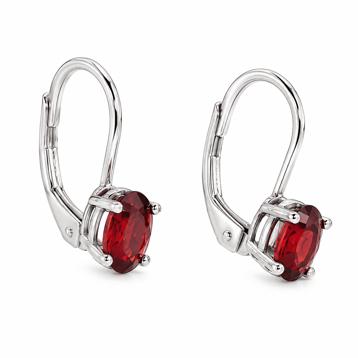 Garnet Lever-Back Earrings