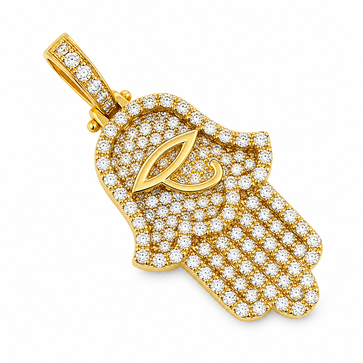 Diamond Hamsa Hand Pendant