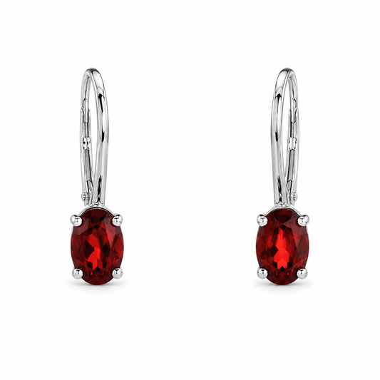 Garnet Lever-Back Earrings