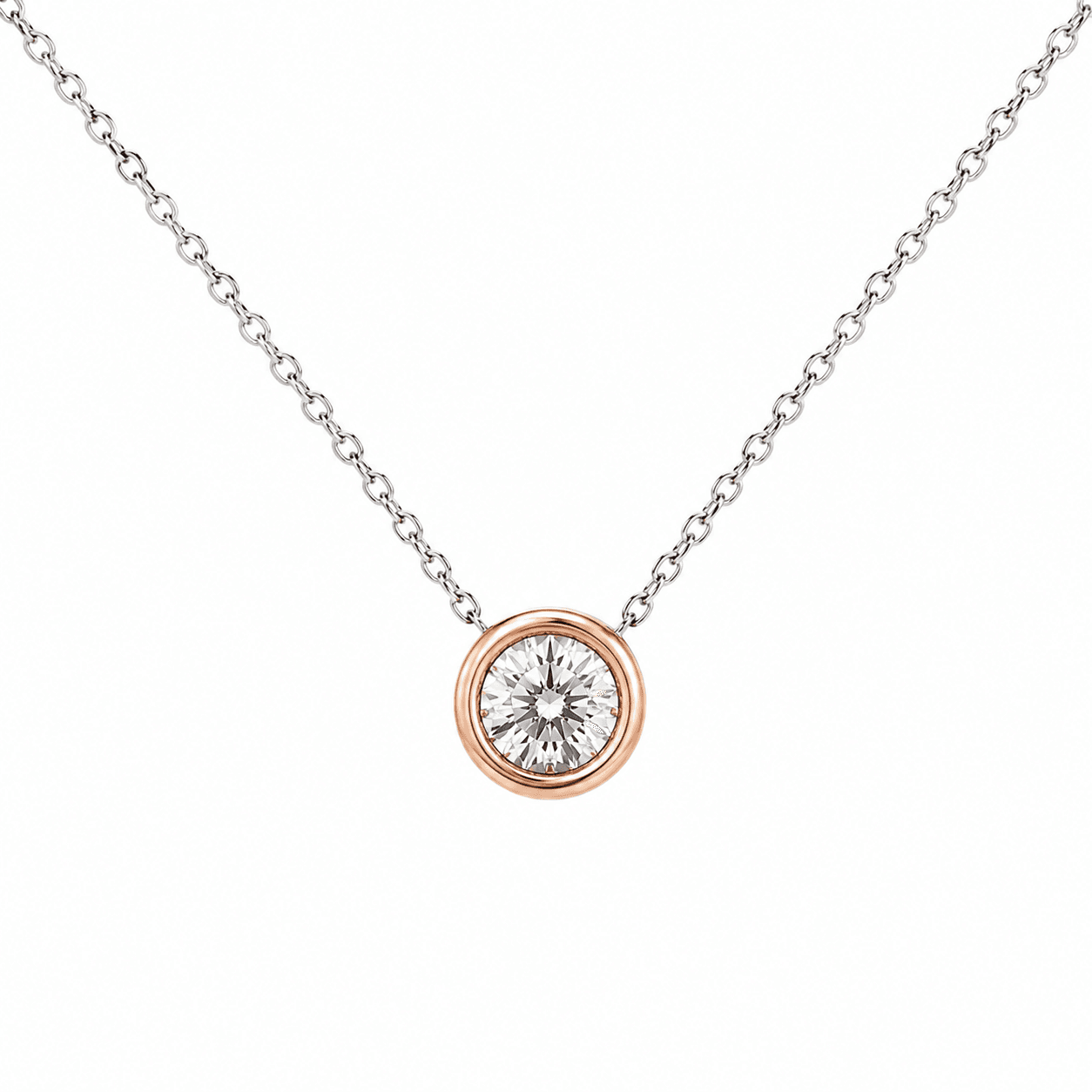 Round Diamond Bezel Pendant Necklace