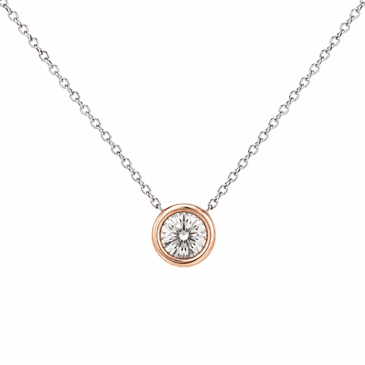 Round Diamond Bezel Pendant Necklace