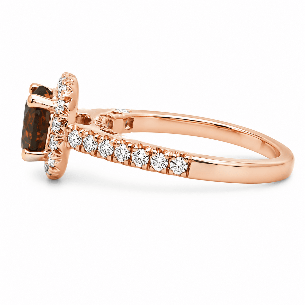 Chocolate Diamond Cushion Halo Engagement Ring