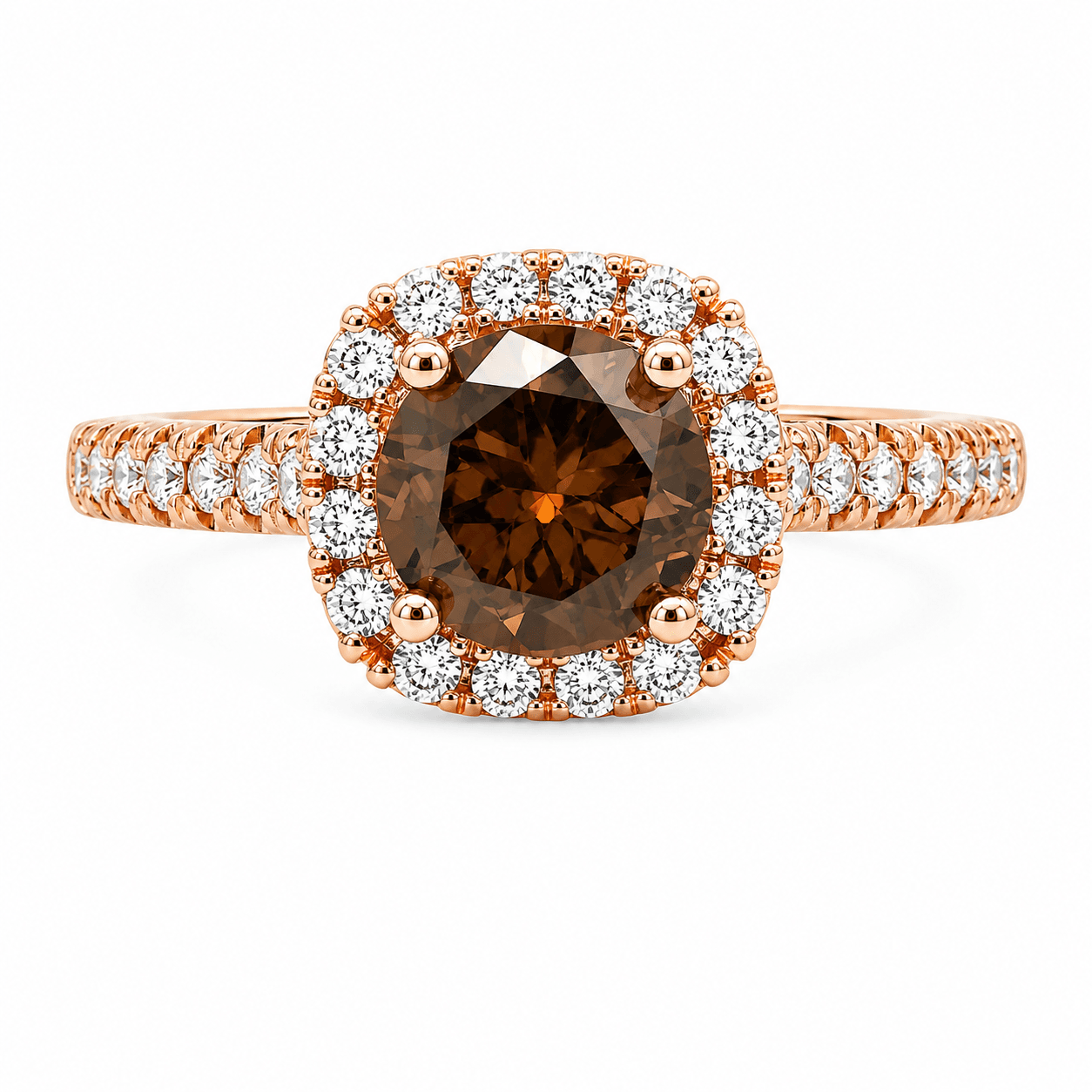 Chocolate Diamond Cushion Halo Engagement Ring