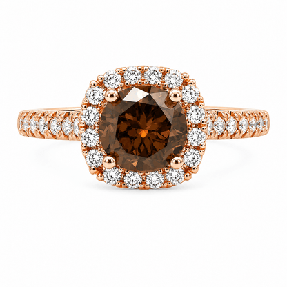 Chocolate Diamond Cushion Halo Engagement Ring