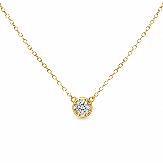 Diamond Solitaire Bezel-Set Necklace