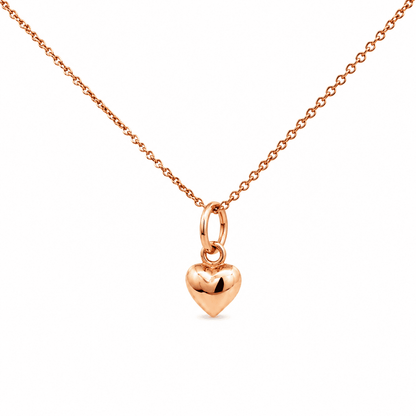 14K Rose Gold Puffed Heart Pendant Necklace