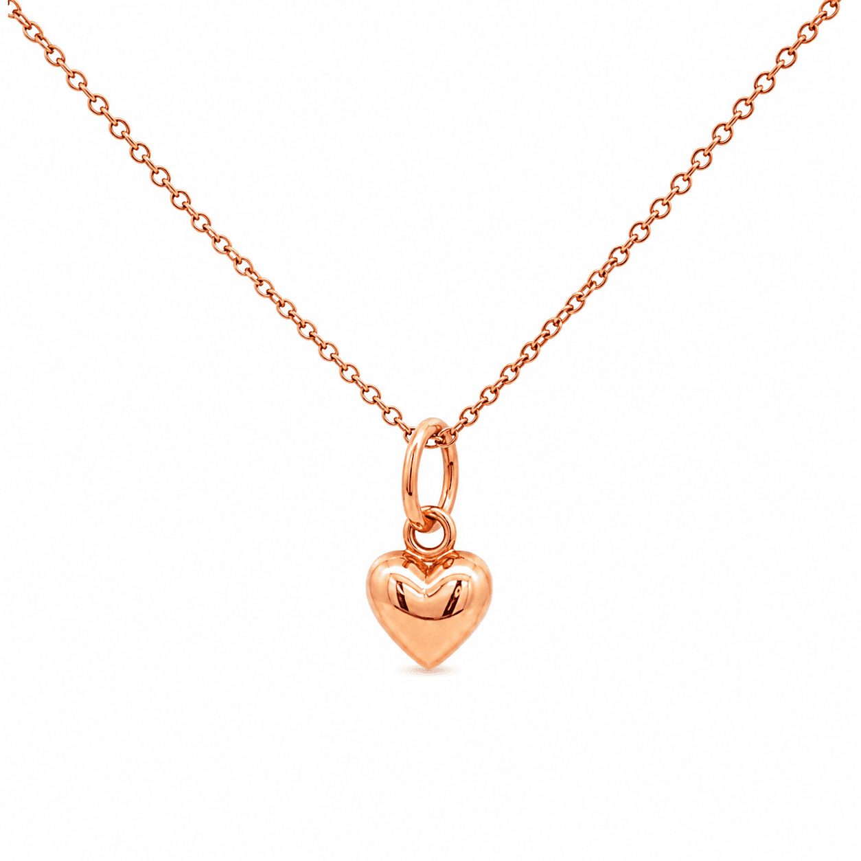 14K Rose Gold Puffed Heart Pendant Necklace