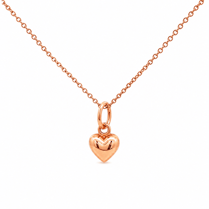 14K Rose Gold Puffed Heart Pendant Necklace
