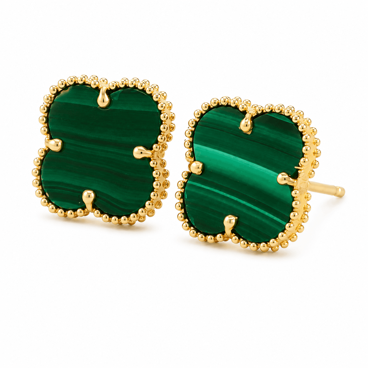 Green Clover Stud Earrings