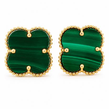 Green Clover Stud Earrings