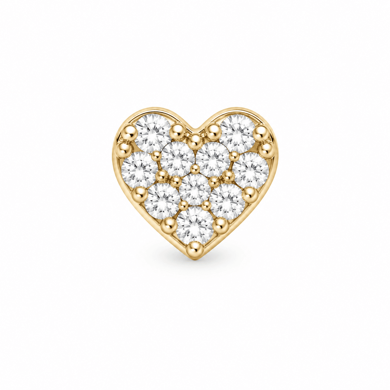 14K Yellow Gold Heart Cartilage Piercing